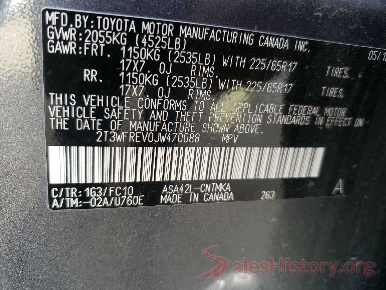 2T3WFREV0JW470088 2018 TOYOTA RAV4