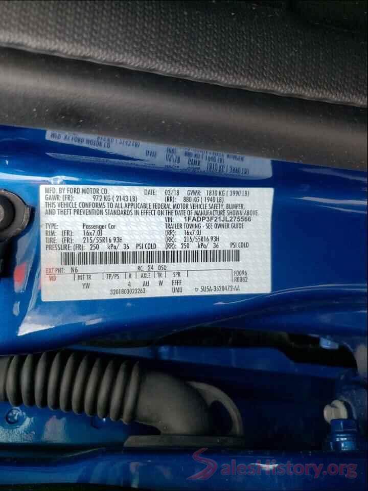 1FADP3F21JL275566 2018 FORD FOCUS