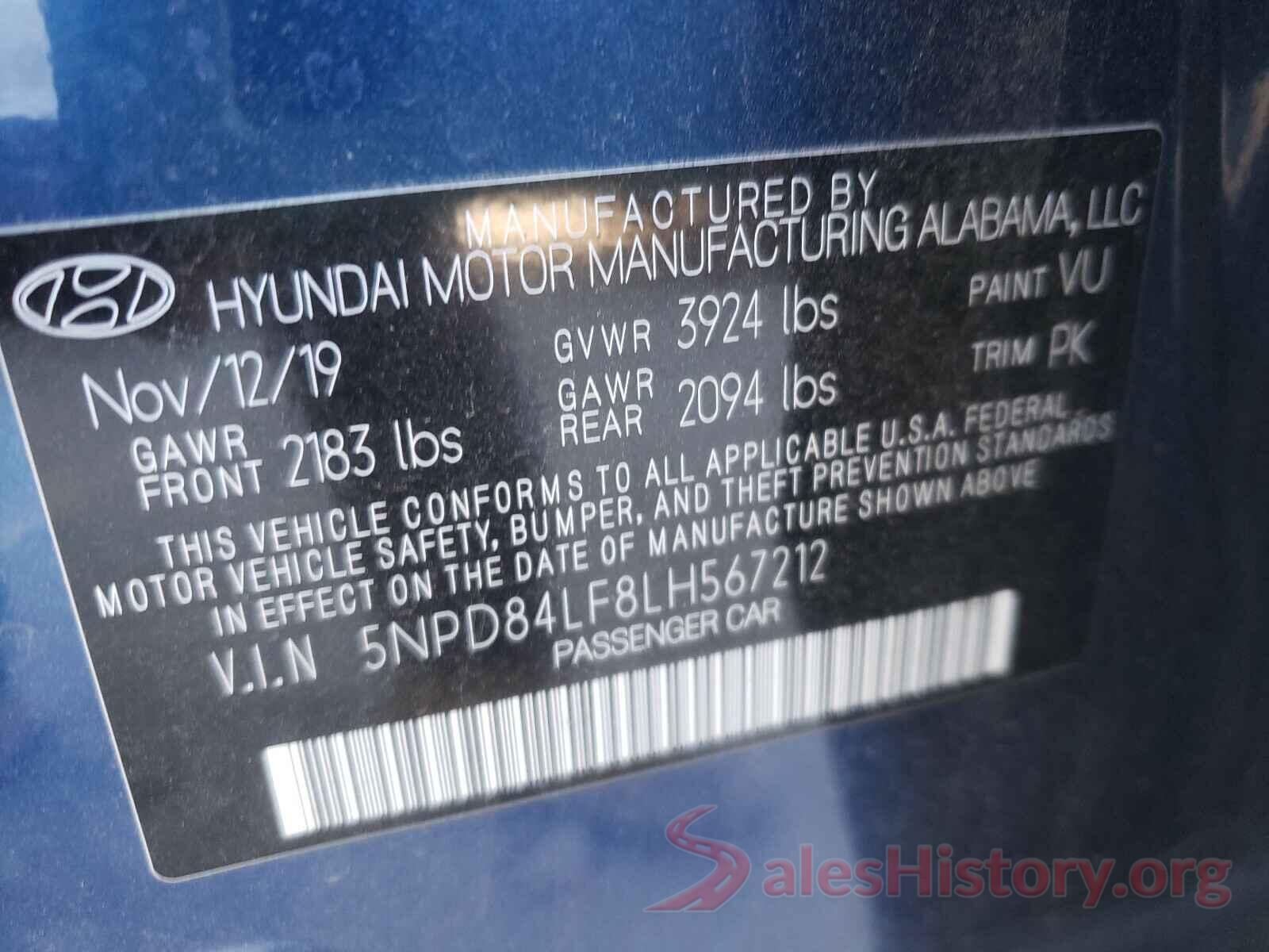 5NPD84LF8LH567212 2020 HYUNDAI ELANTRA