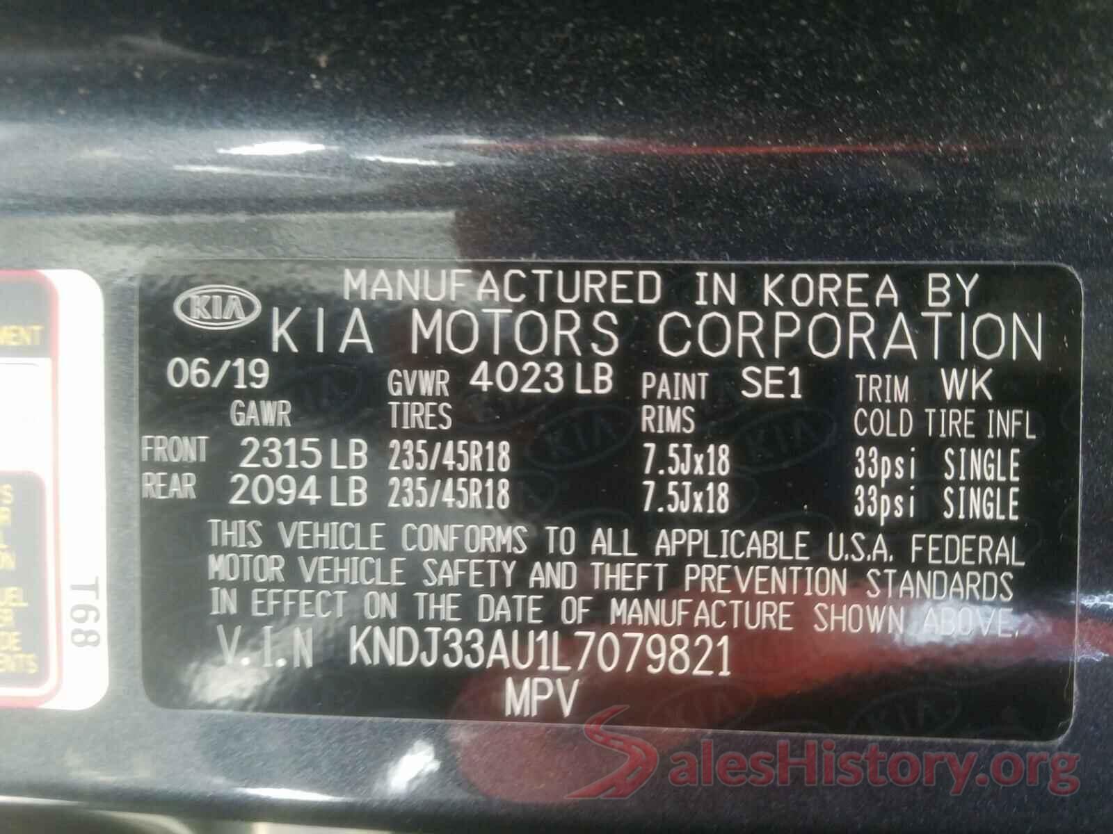 KNDJ33AU1L7079821 2020 KIA SOUL