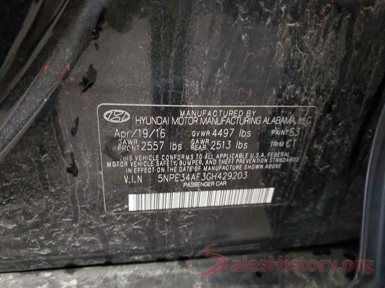 5NPE34AF3GH429203 2016 HYUNDAI SONATA