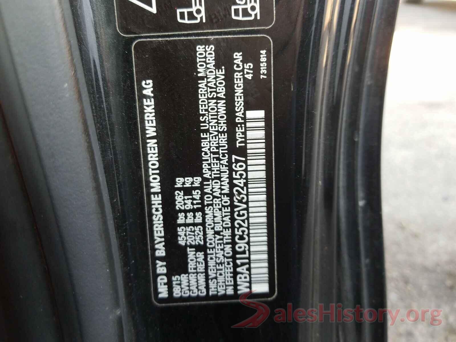 WBA1L9C52GV324567 2016 BMW 2 SERIES