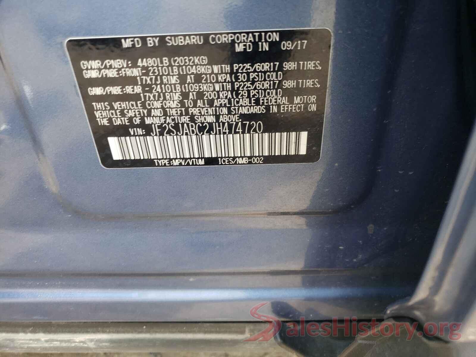 JF2SJABC2JH474720 2018 SUBARU FORESTER