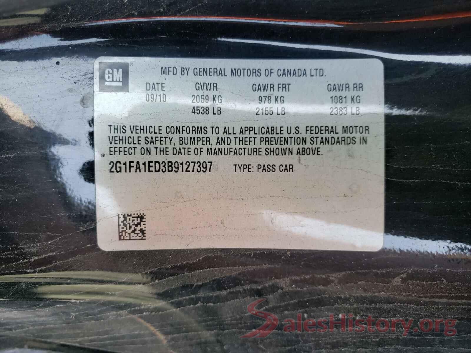 2G1FA1ED3B9127397 2011 CHEVROLET CAMARO