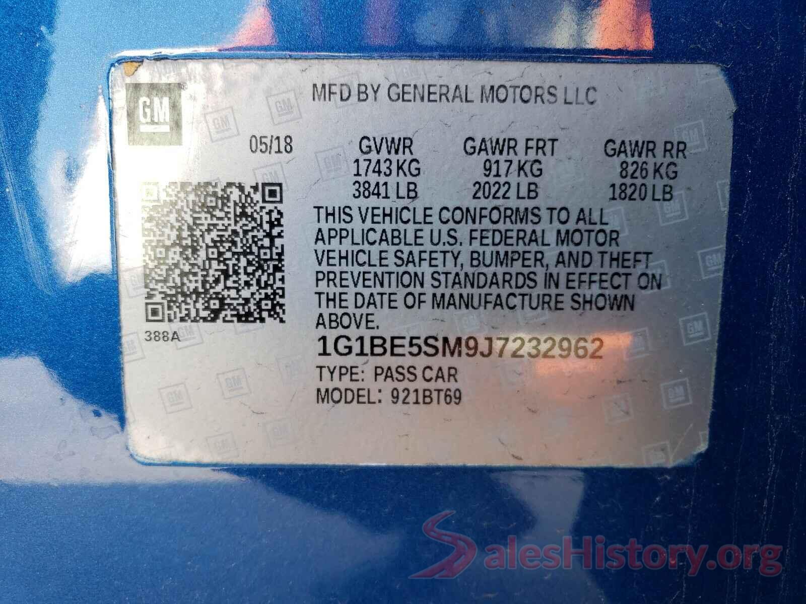 1G1BE5SM9J7232962 2018 CHEVROLET CRUZE