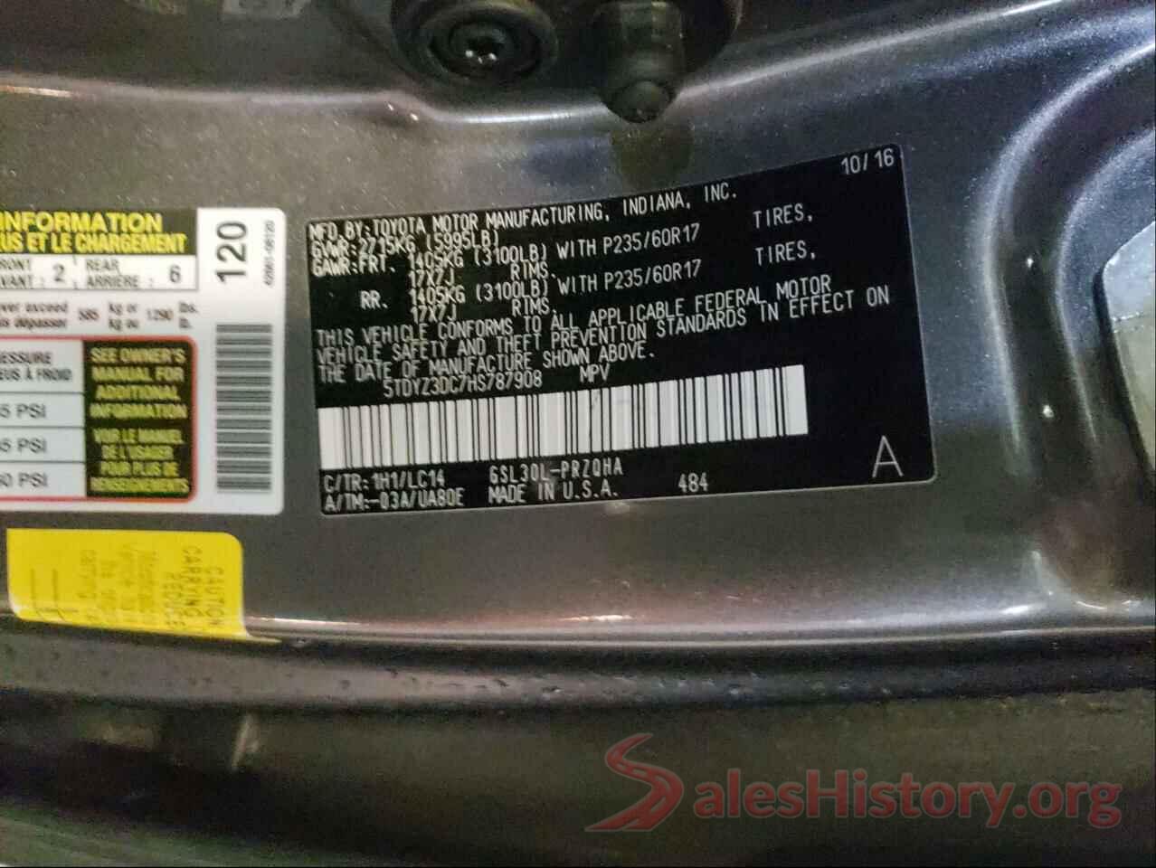 5TDYZ3DC7HS787908 2017 TOYOTA SIENNA