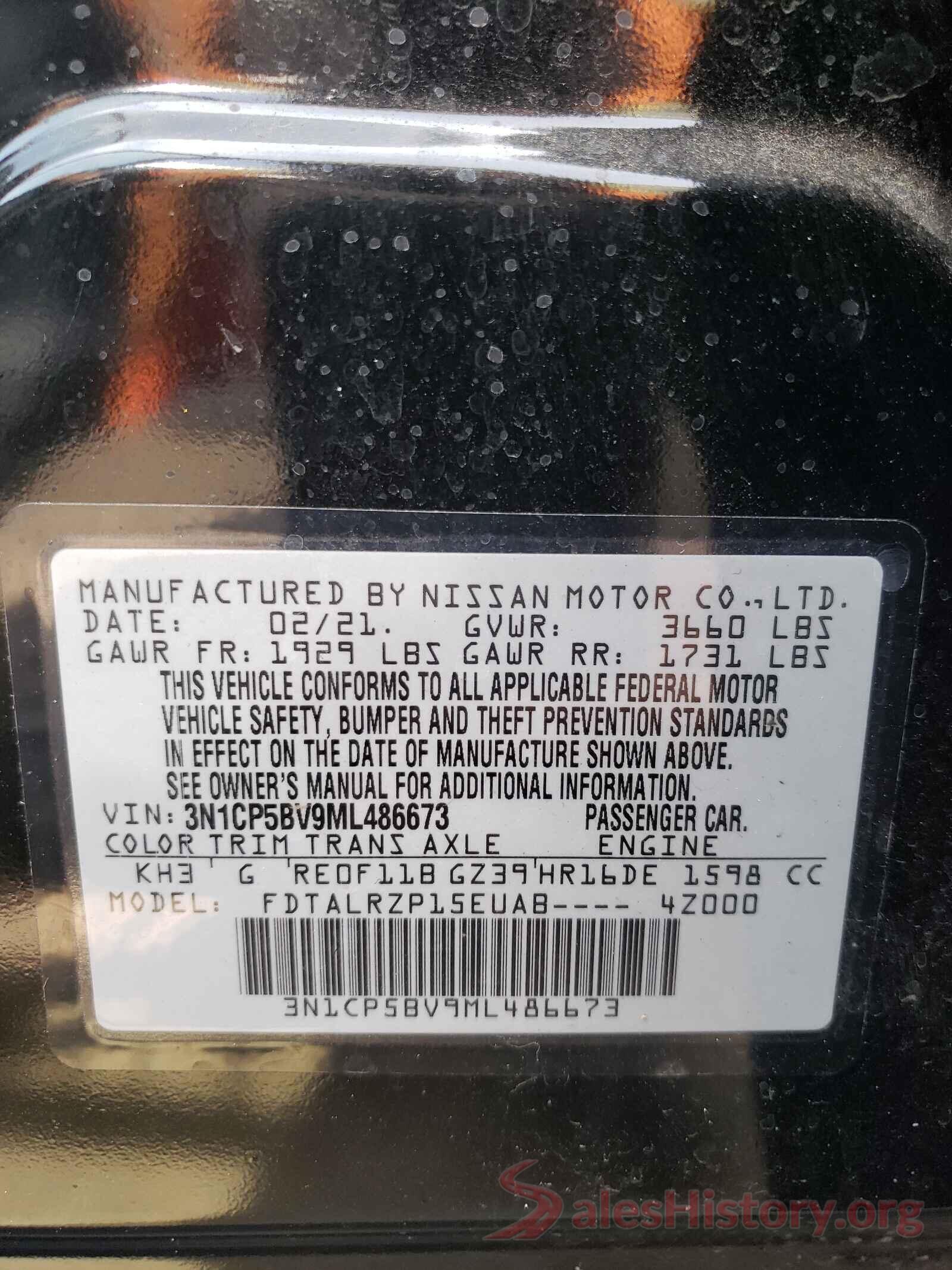 3N1CP5BV9ML486673 2021 NISSAN KICKS