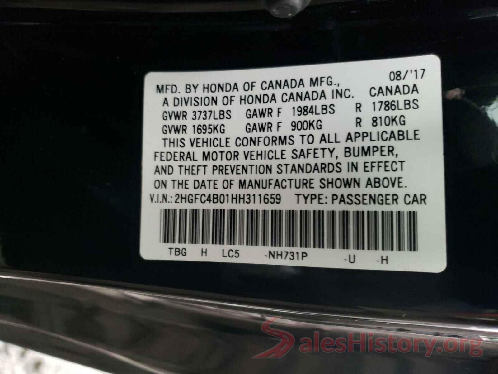 2HGFC4B01HH311659 2017 HONDA CIVIC