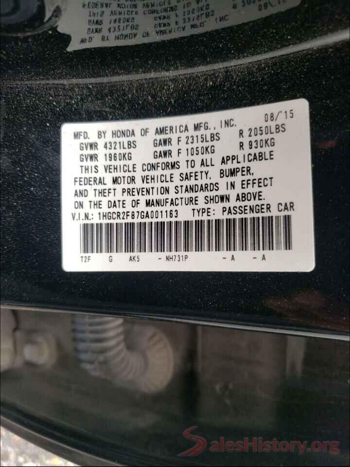 1HGCR2F87GA001163 2016 HONDA ACCORD