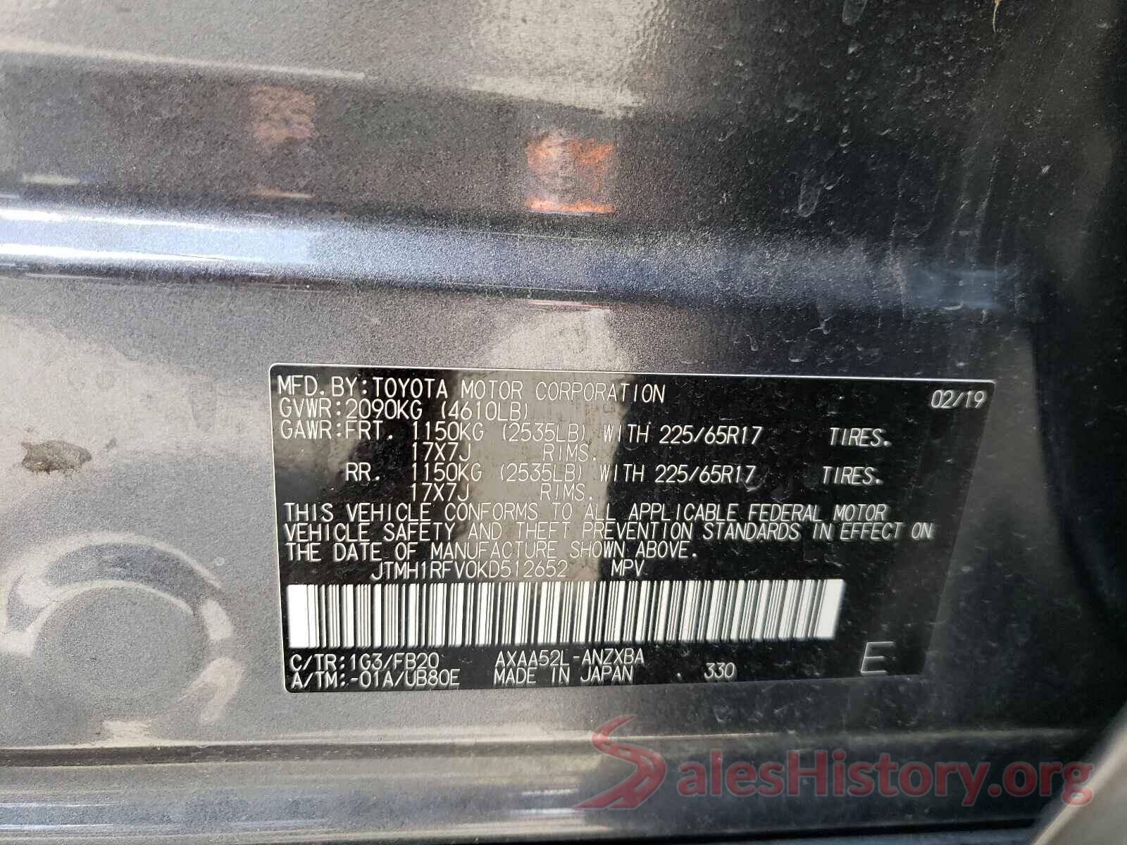 JTMH1RFV0KD512652 2019 TOYOTA RAV4