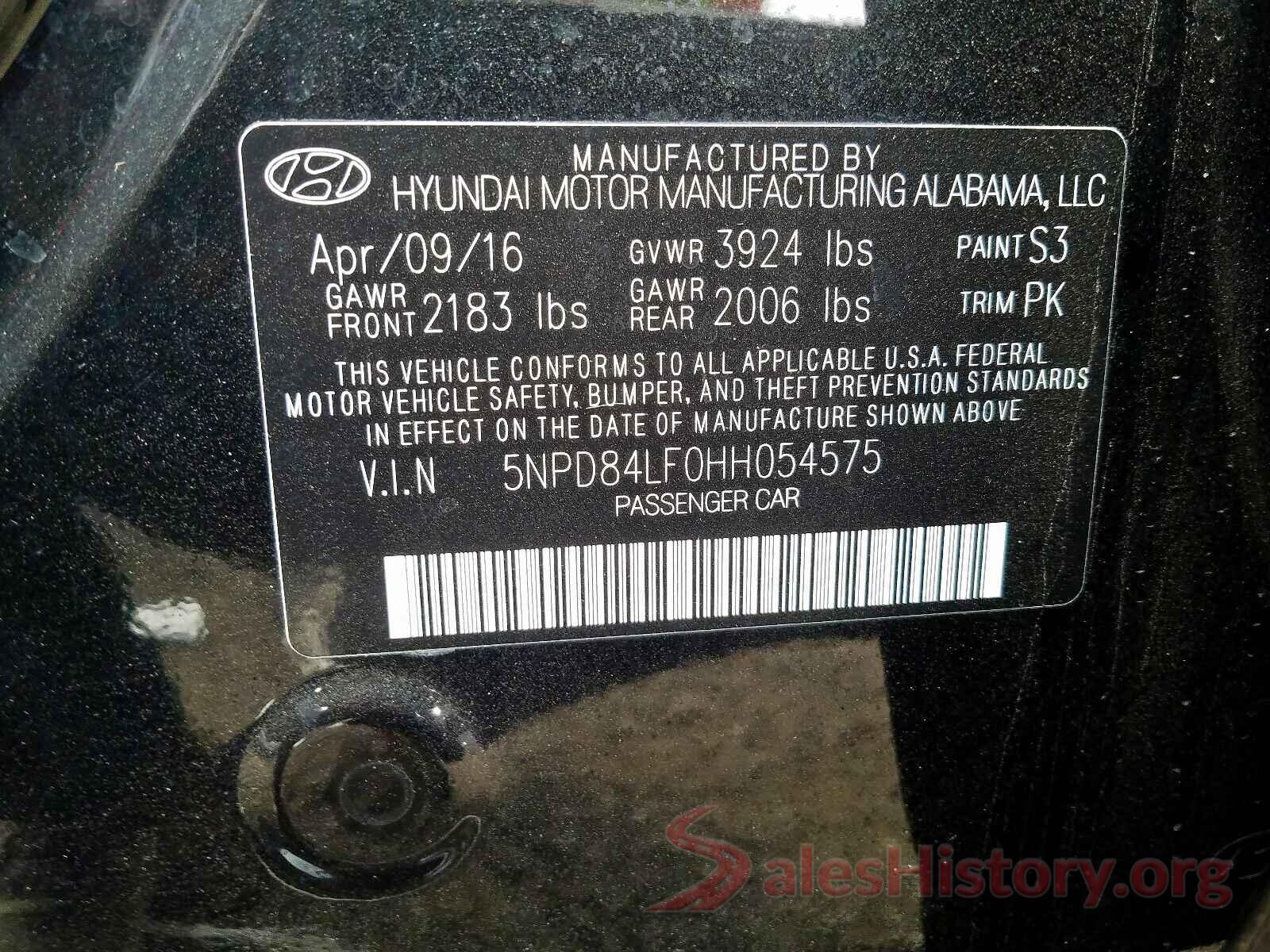 5NPD84LF0HH054575 2017 HYUNDAI ELANTRA