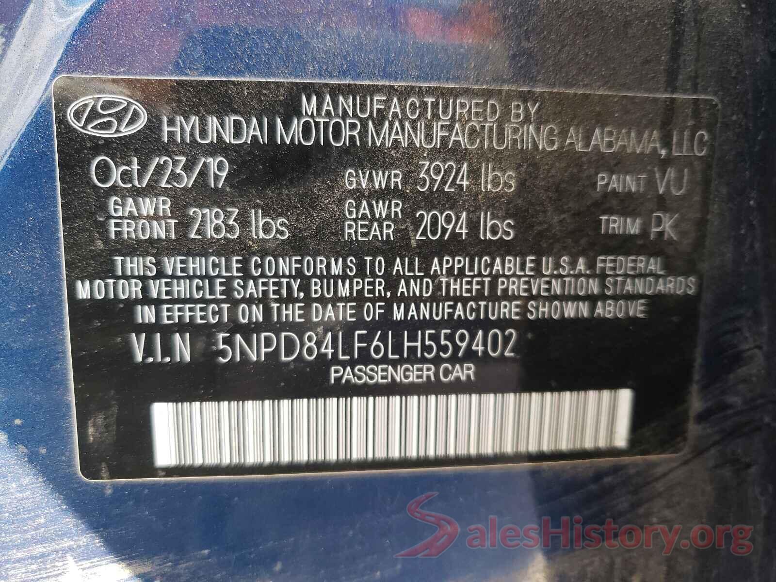 5NPD84LF6LH559402 2020 HYUNDAI ELANTRA