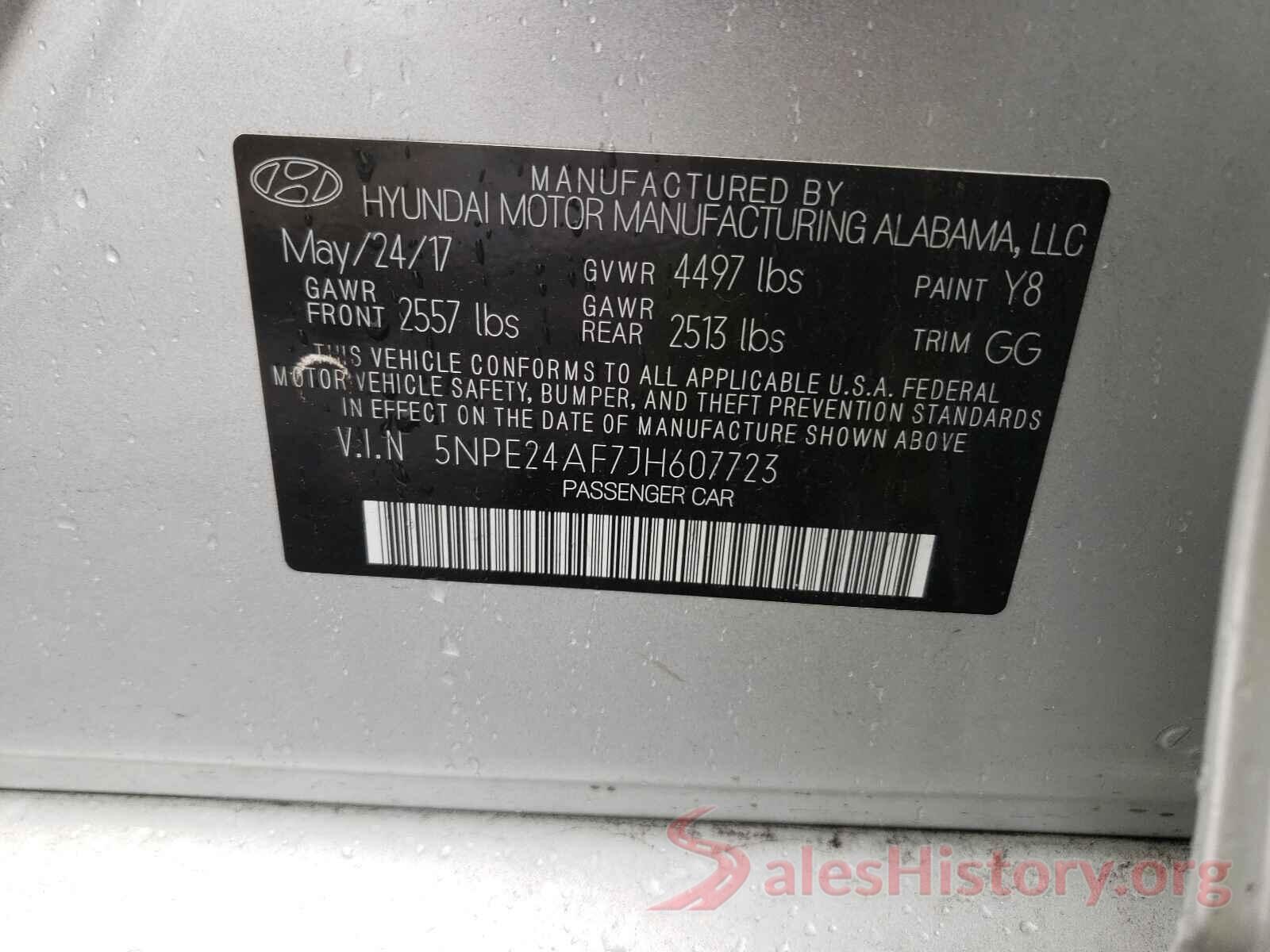 5NPE24AF7JH607723 2018 HYUNDAI SONATA