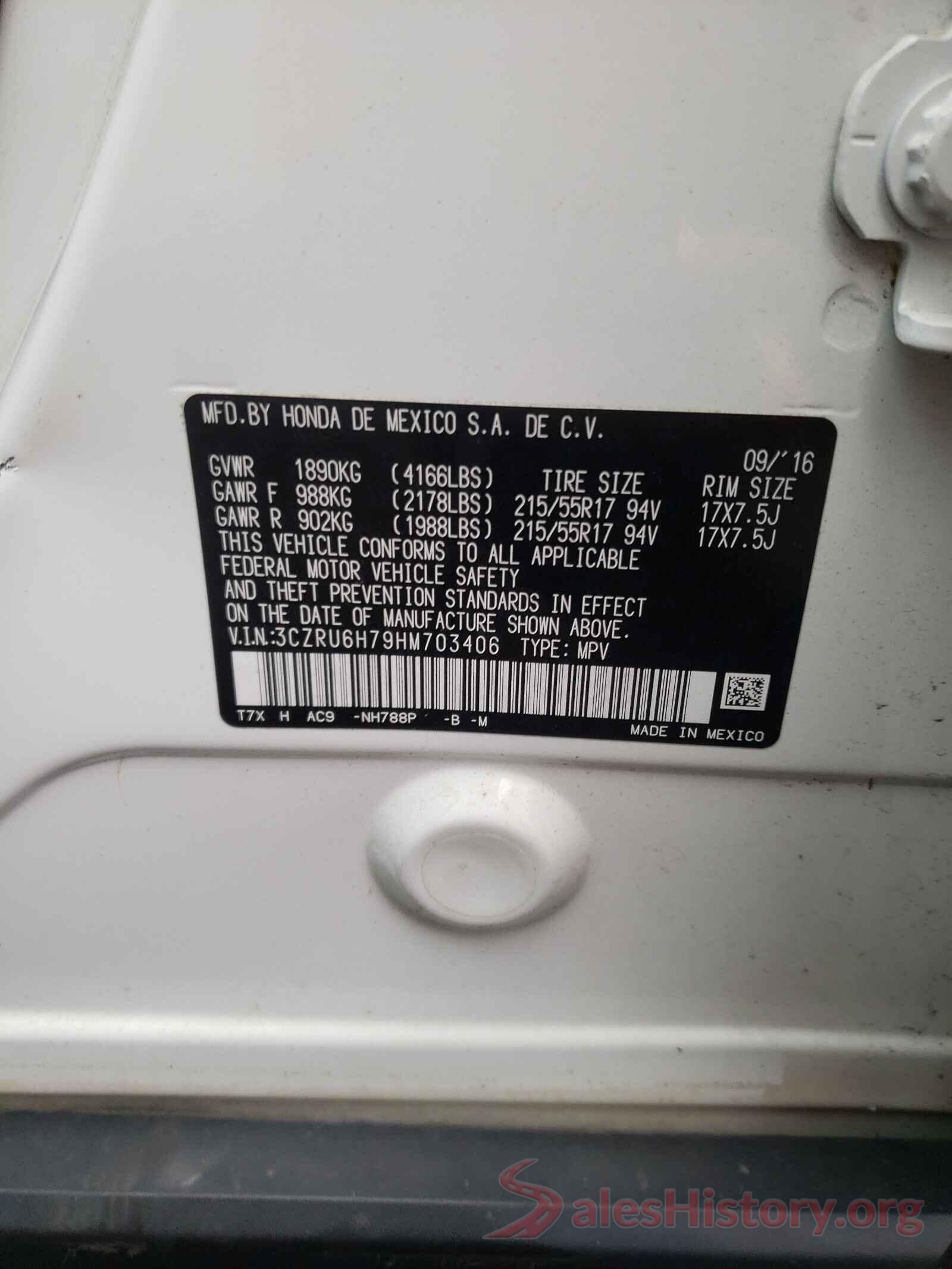 3CZRU6H79HM703406 2017 HONDA HR-V