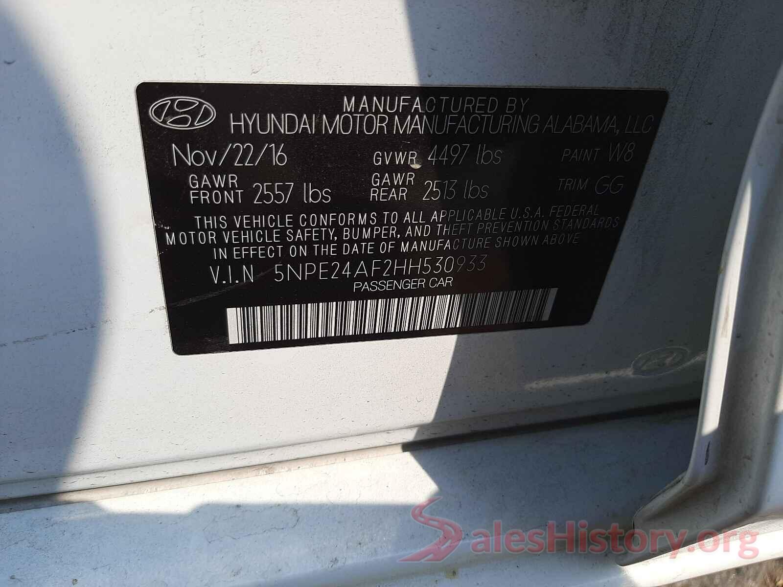 5NPE24AF2HH530933 2017 HYUNDAI SONATA