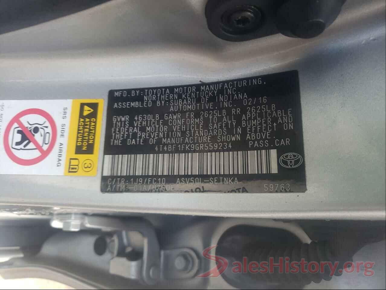 4T4BF1FK9GR559234 2016 TOYOTA CAMRY