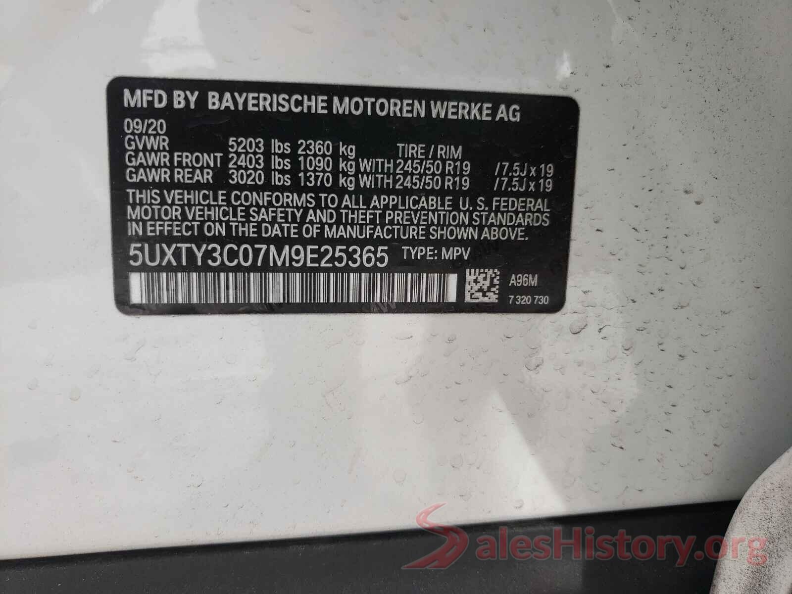 5UXTY3C07M9E25365 2021 BMW X3