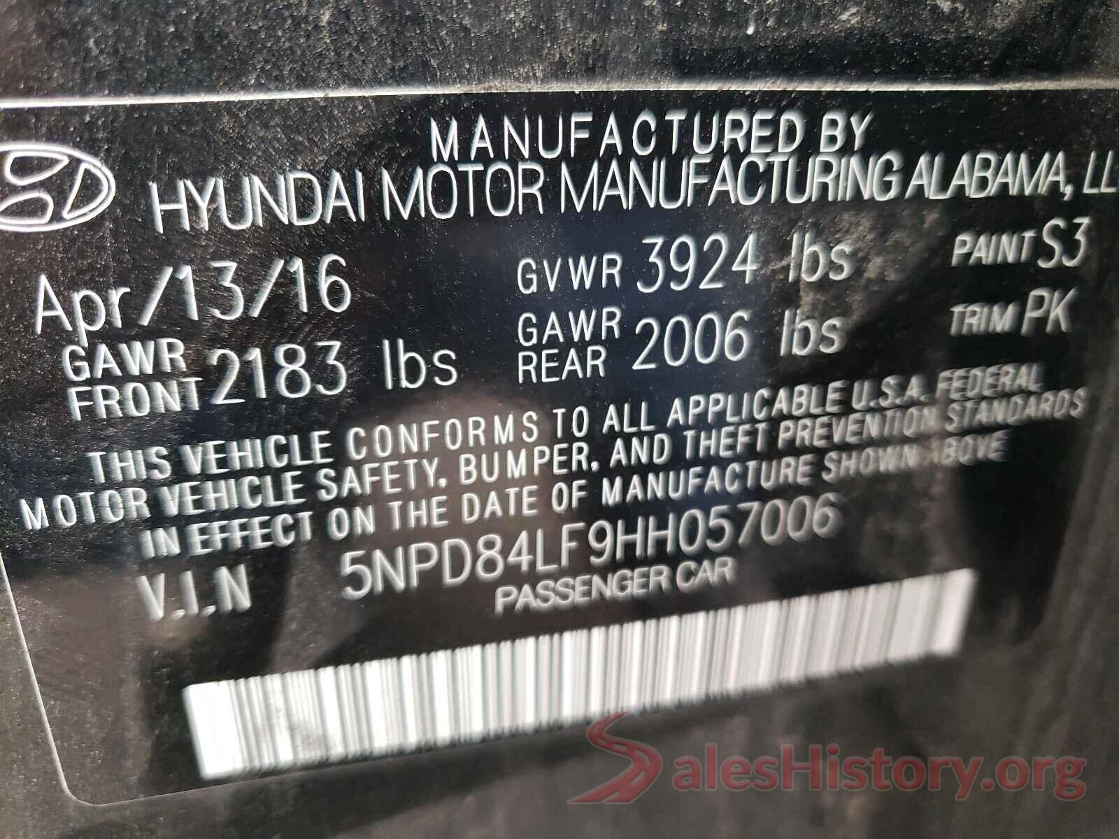 5NPD84LF9HH057006 2017 HYUNDAI ELANTRA