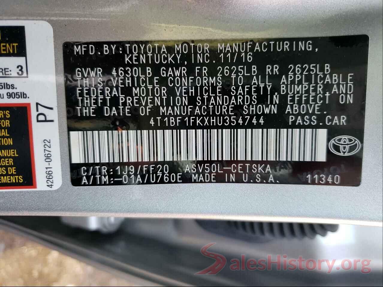 4T1BF1FKXHU354744 2017 TOYOTA CAMRY