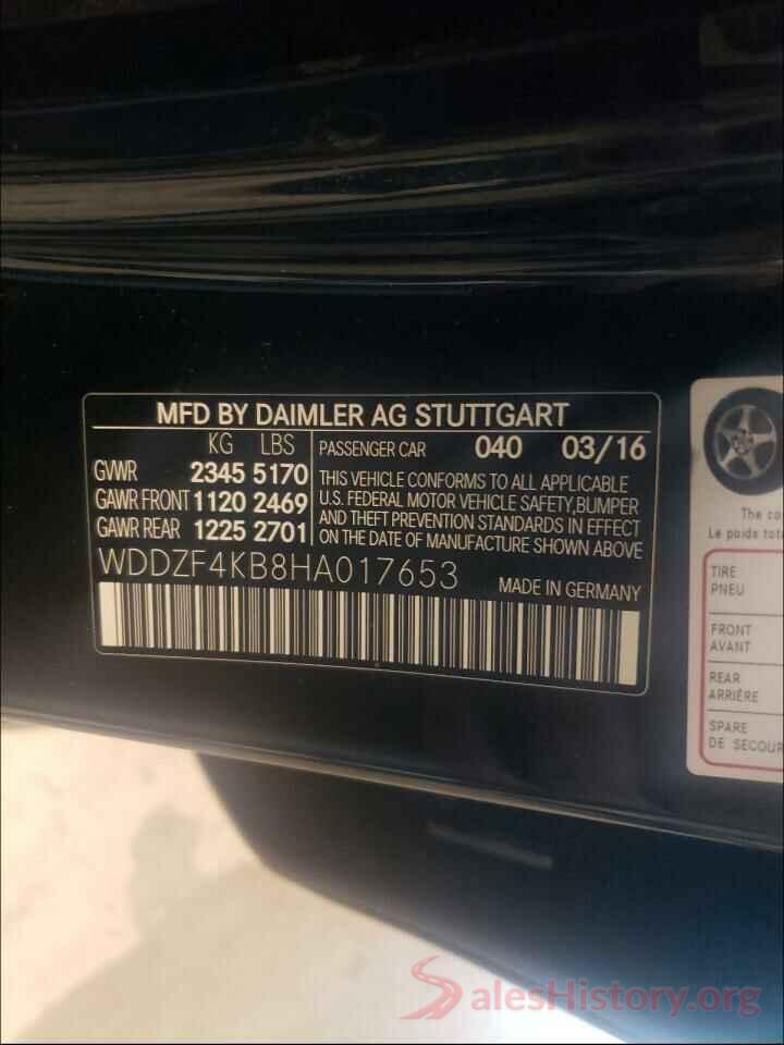 WDDZF4KB8HA017653 2017 MERCEDES-BENZ E-CLASS