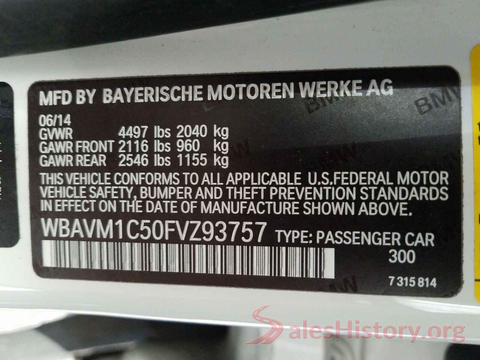 WBAVM1C50FVZ93757 2015 BMW X1