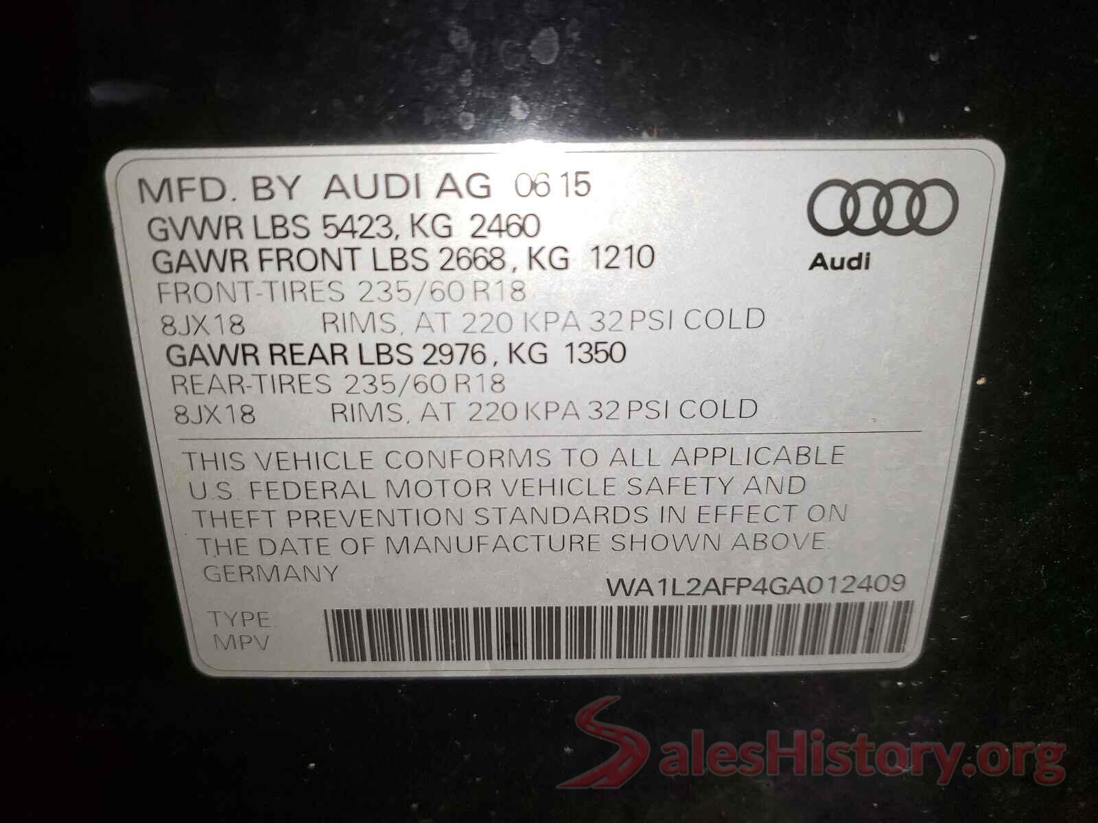 WA1L2AFP4GA012409 2016 AUDI Q5