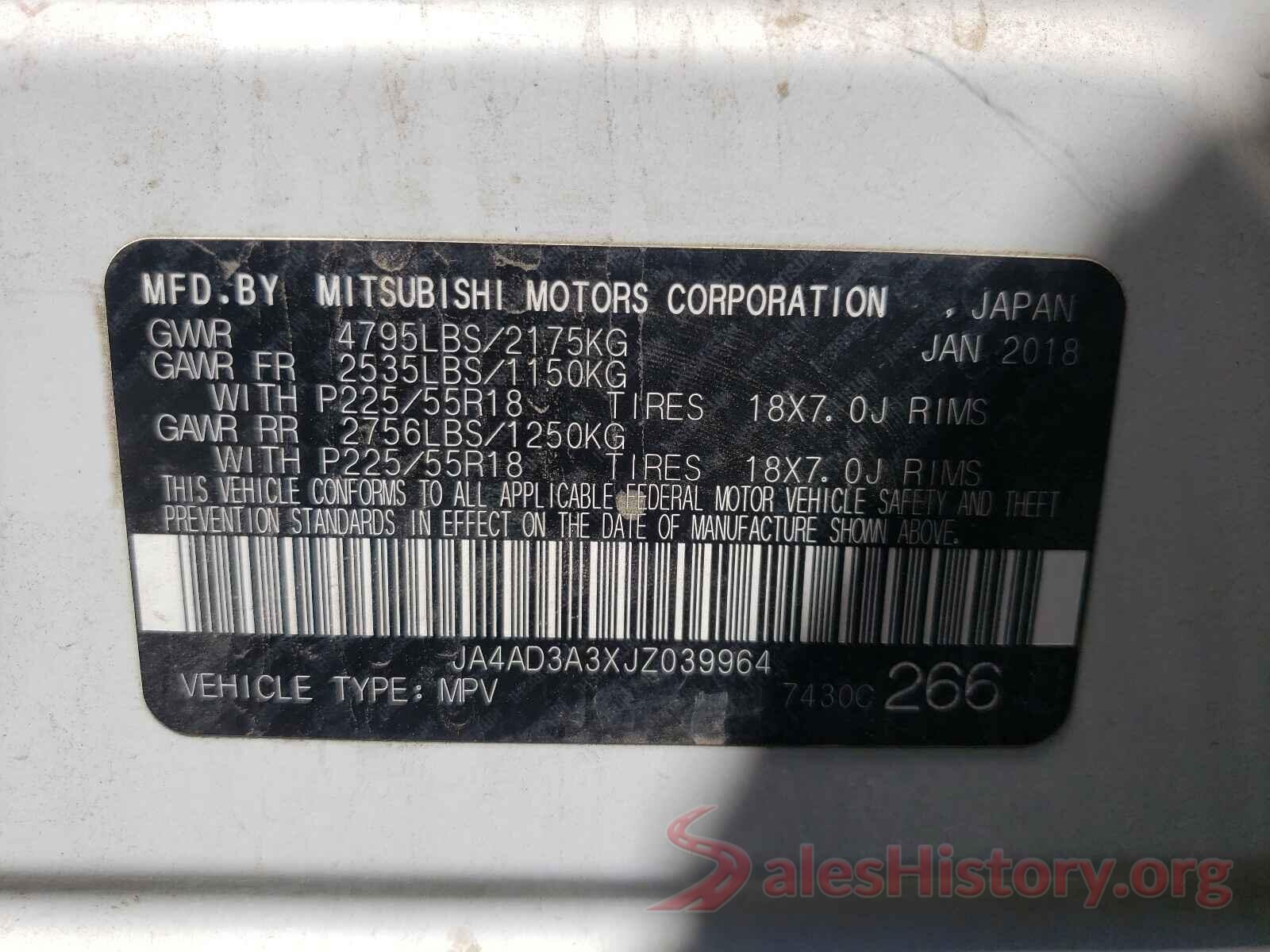 JA4AD3A3XJZ039964 2018 MITSUBISHI OUTLANDER