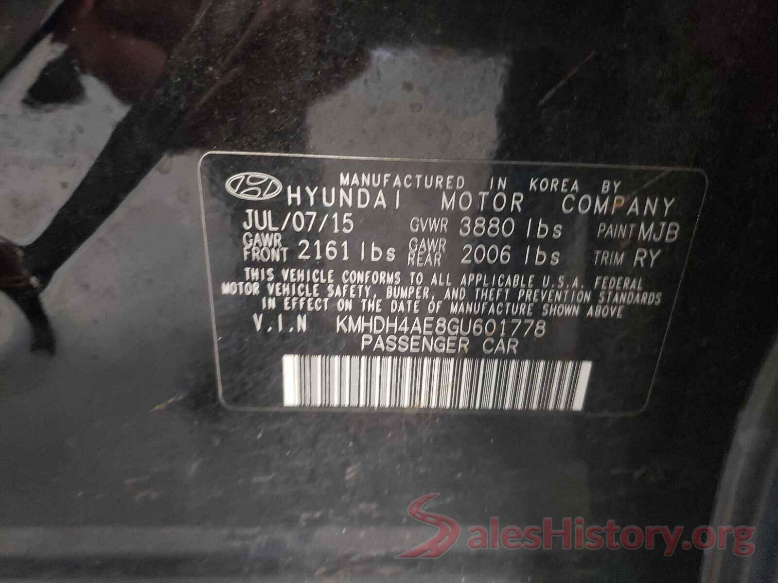 KMHDH4AE8GU601778 2016 HYUNDAI ELANTRA