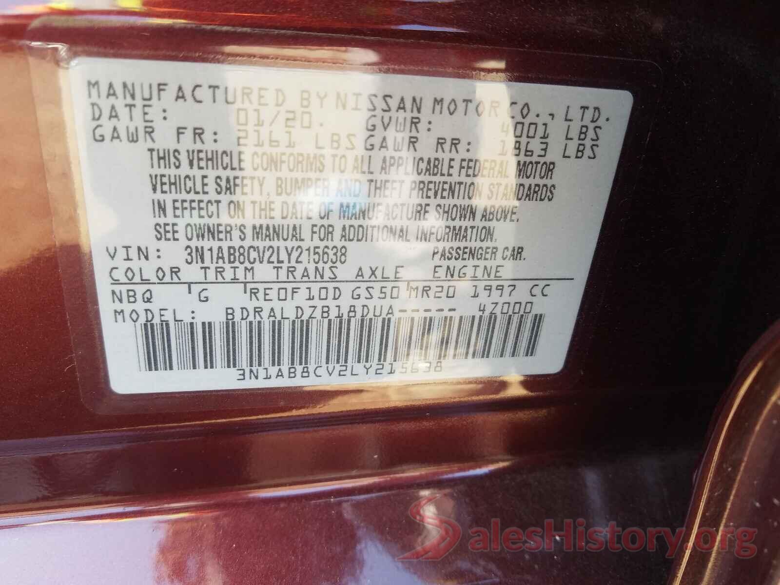 3N1AB8CV2LY215638 2020 NISSAN SENTRA