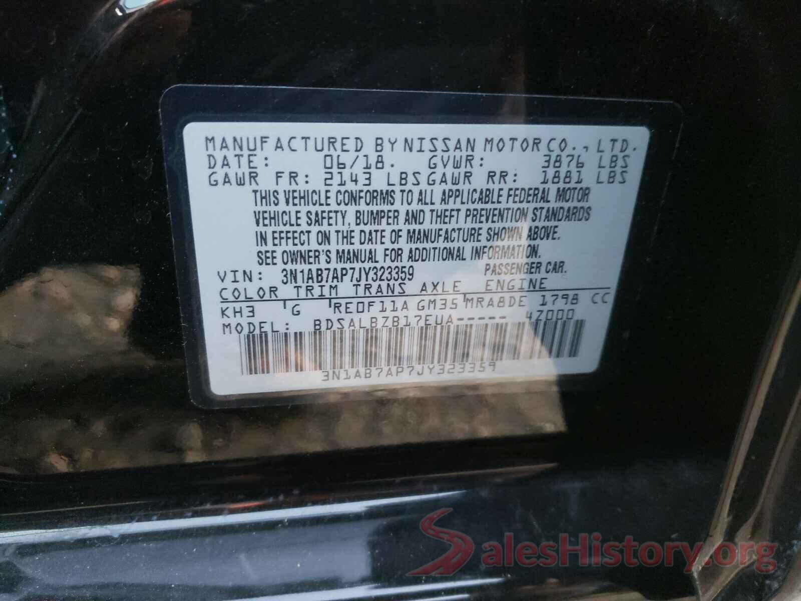 3N1AB7AP7JY323359 2018 NISSAN SENTRA