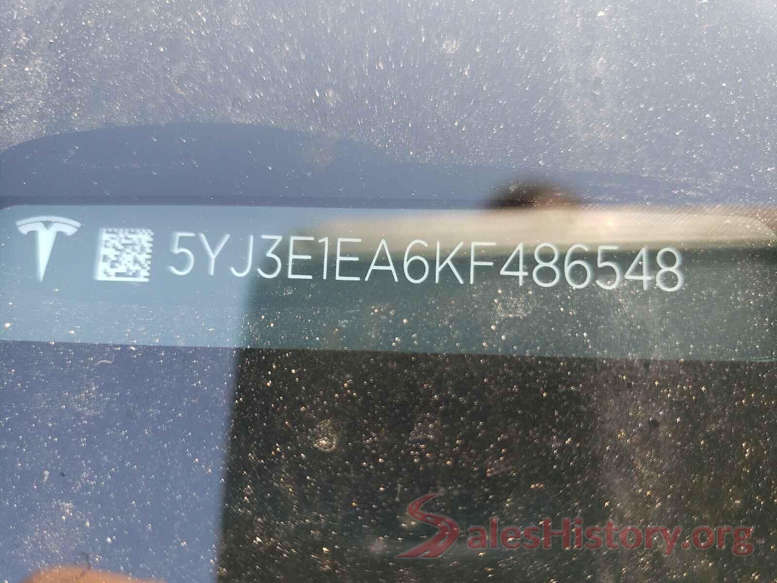 5YJ3E1EA6KF486548 2019 TESLA MODEL 3