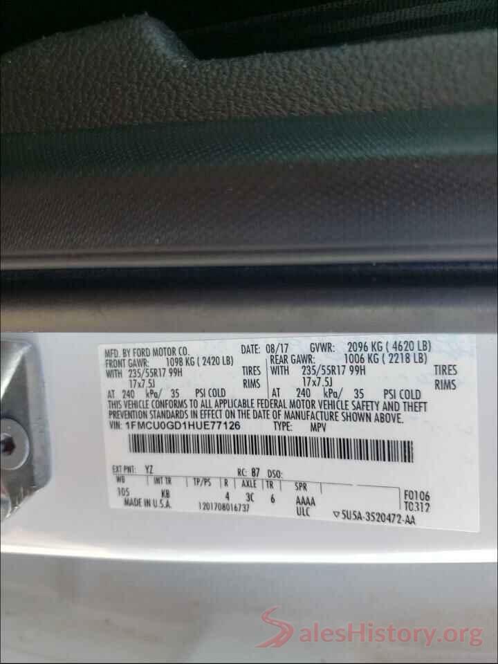 1FMCU0GD1HUE77126 2017 FORD ESCAPE