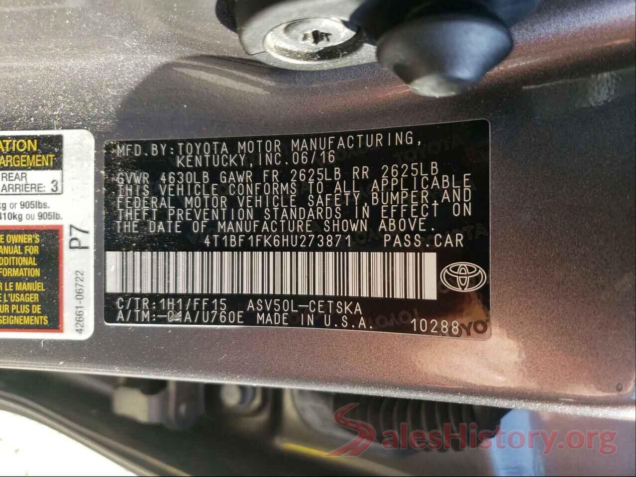 4T1BF1FK6HU273871 2017 TOYOTA CAMRY