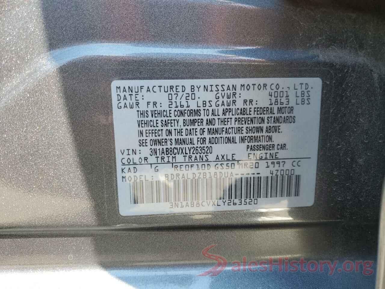 3N1AB8CVXLY263520 2020 NISSAN SENTRA