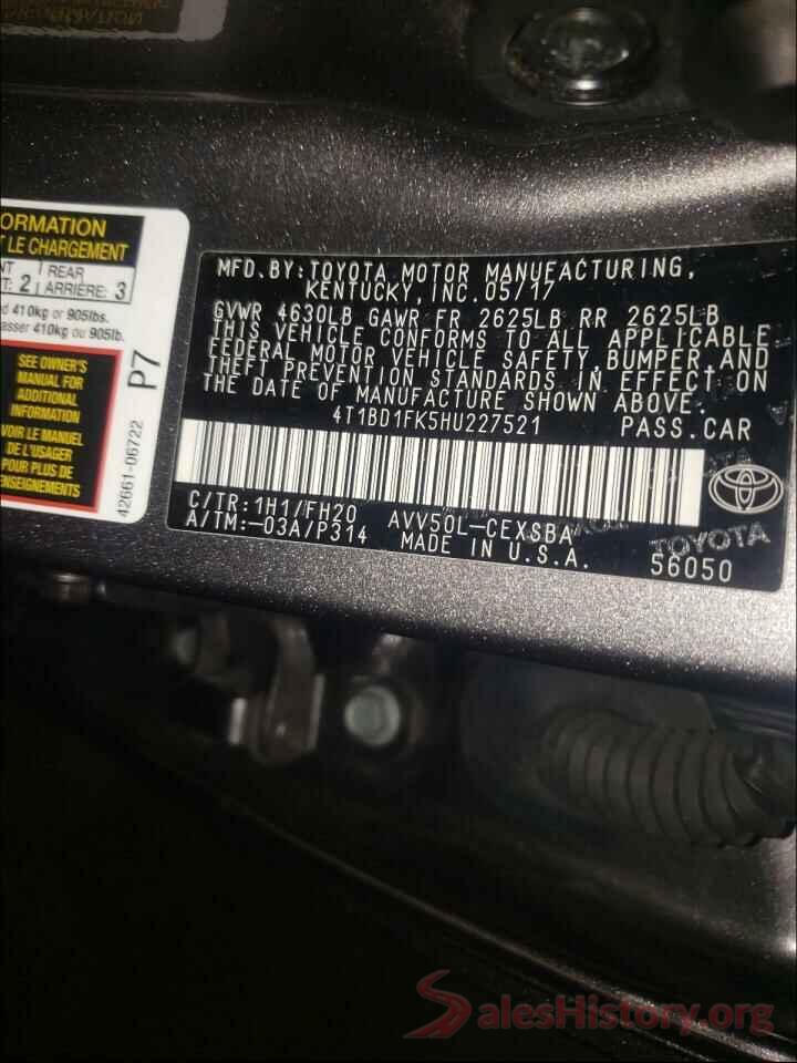 4T1BD1FK5HU227521 2017 TOYOTA CAMRY