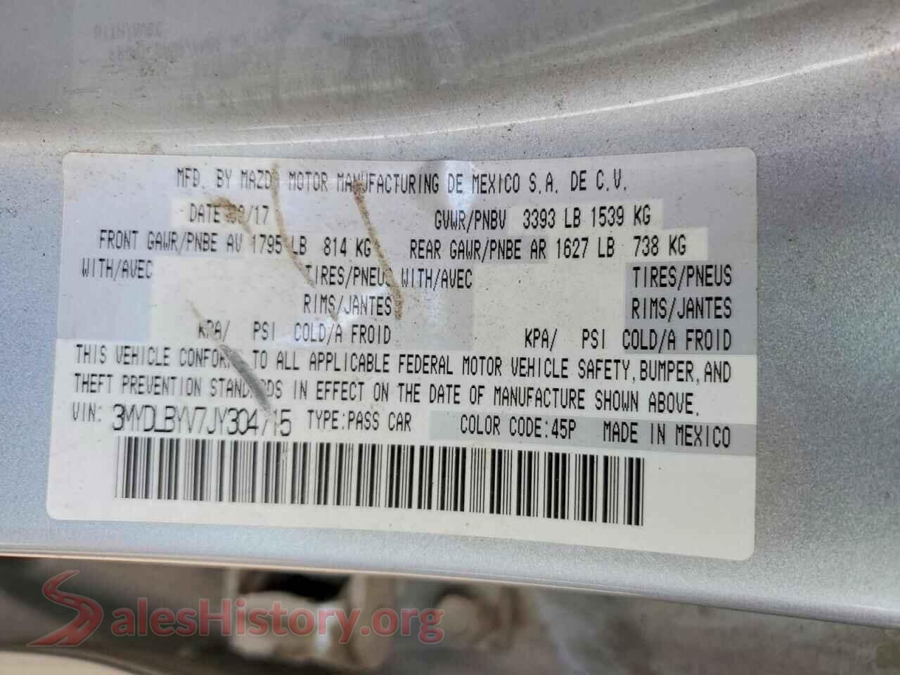 2018 TOYOTA YARIS VIN 3MYDLBYV7JY304715, wheel and tire