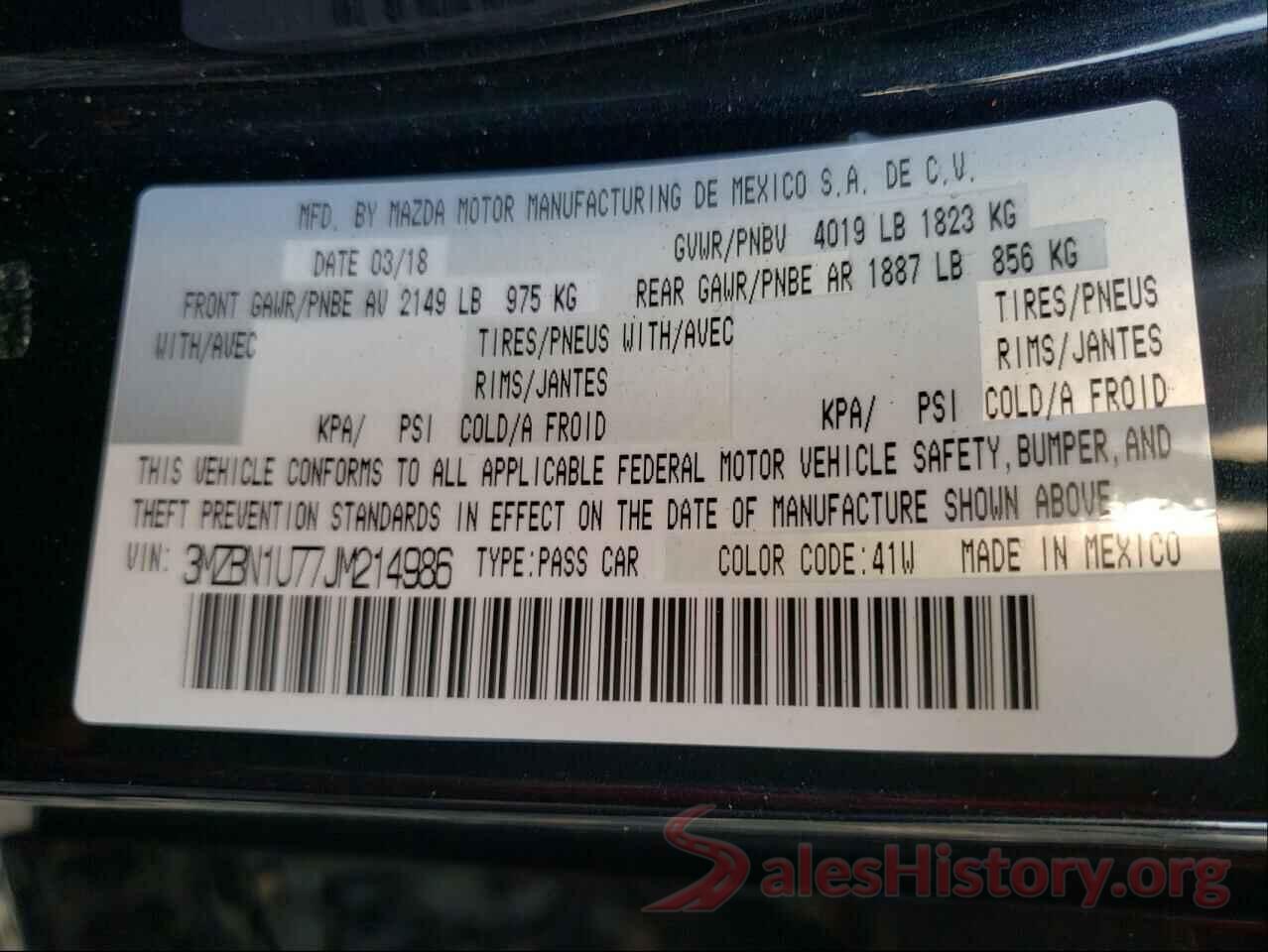 3MZBN1U77JM214986 2018 MAZDA 3