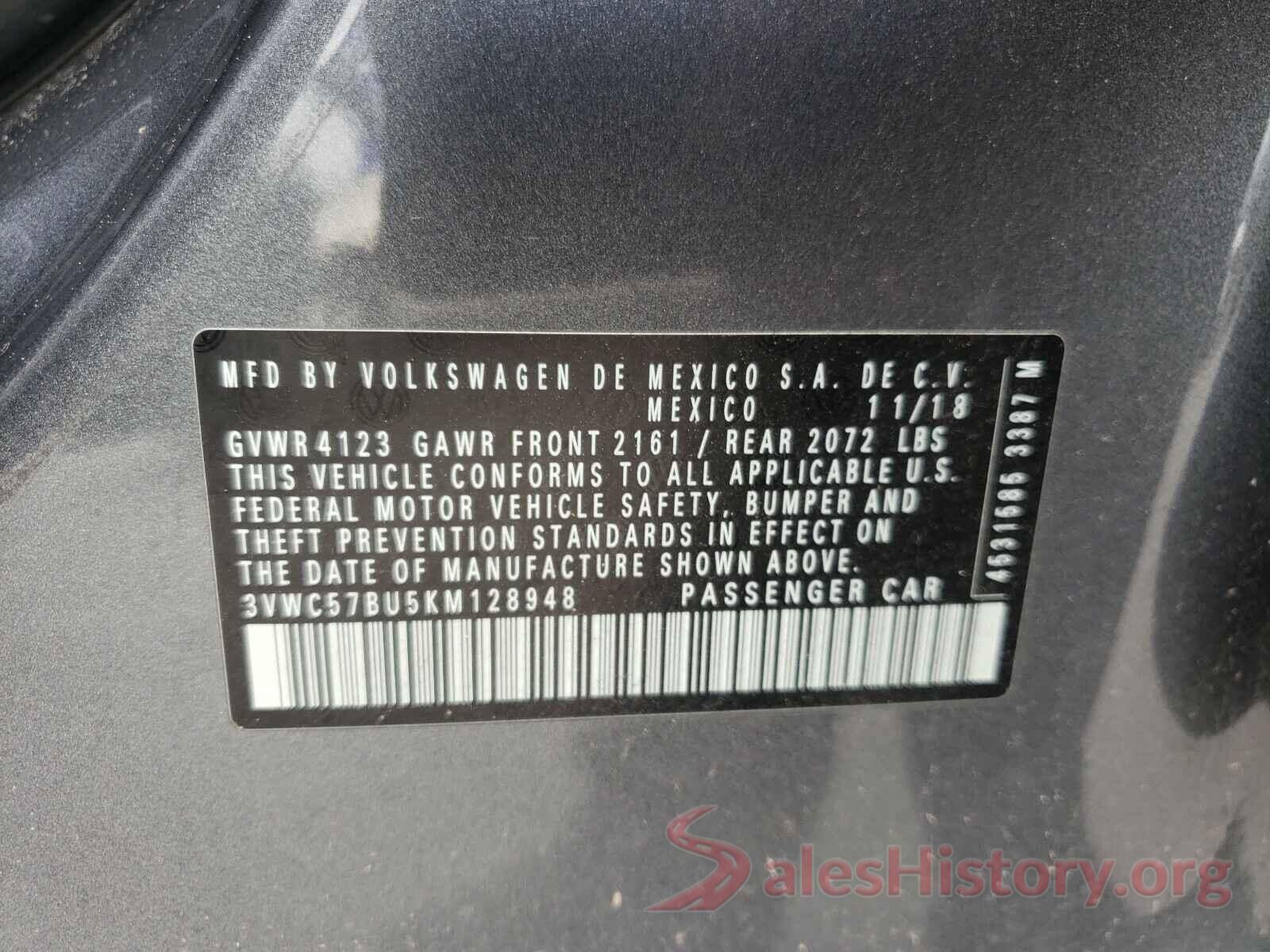 3VWC57BU5KM128948 2019 VOLKSWAGEN JETTA