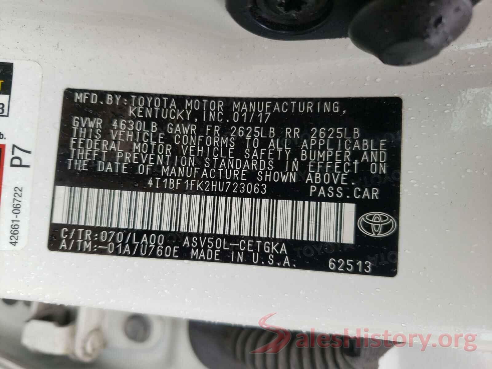 4T1BF1FK2HU723063 2017 TOYOTA CAMRY