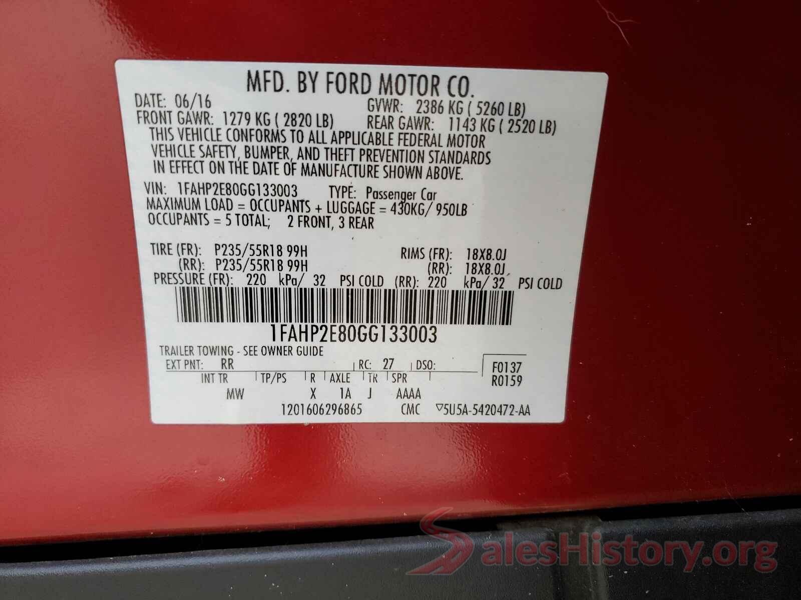 1FAHP2E80GG133003 2016 FORD TAURUS