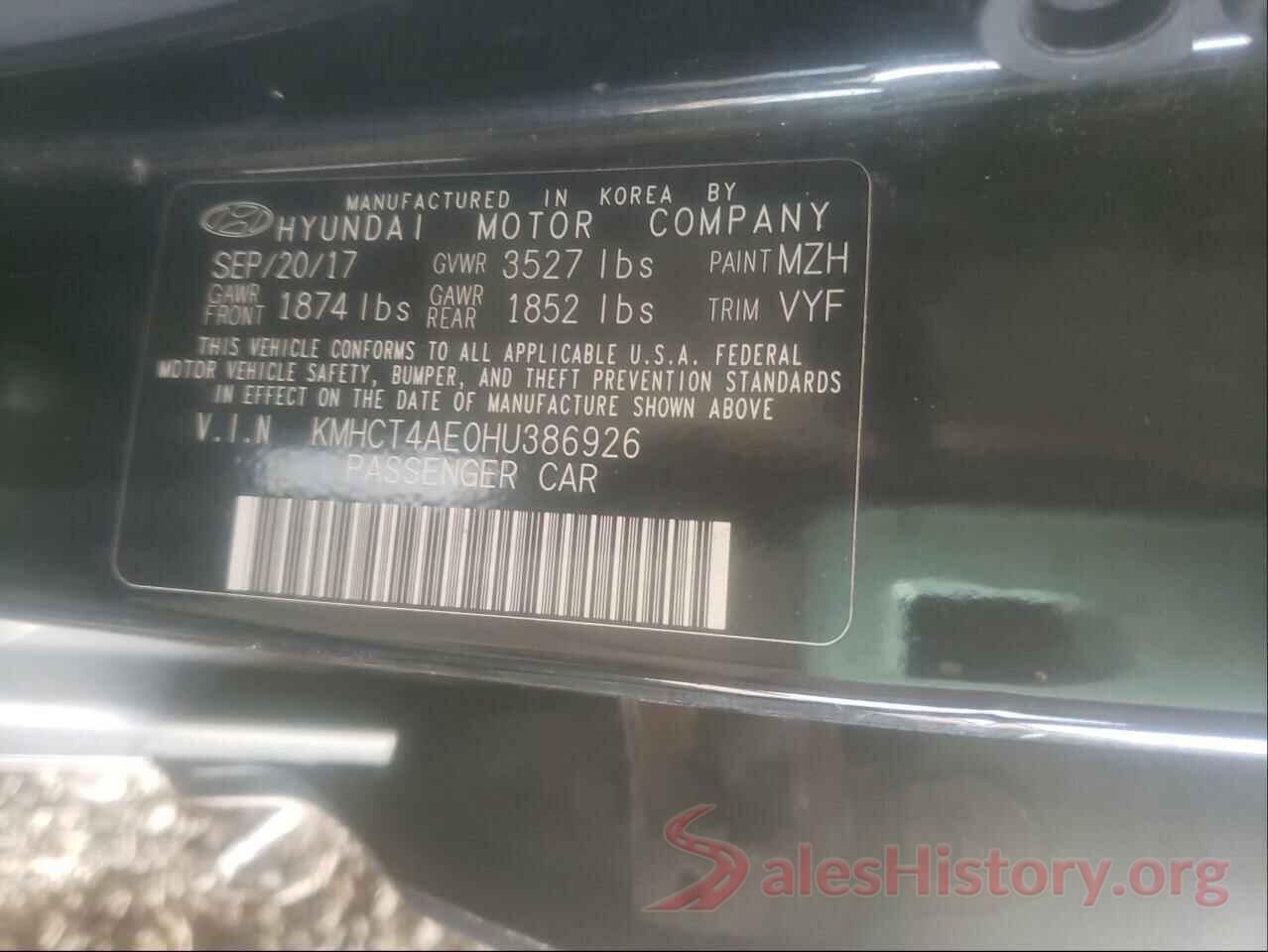 KMHCT4AE0HU386926 2017 HYUNDAI ACCENT