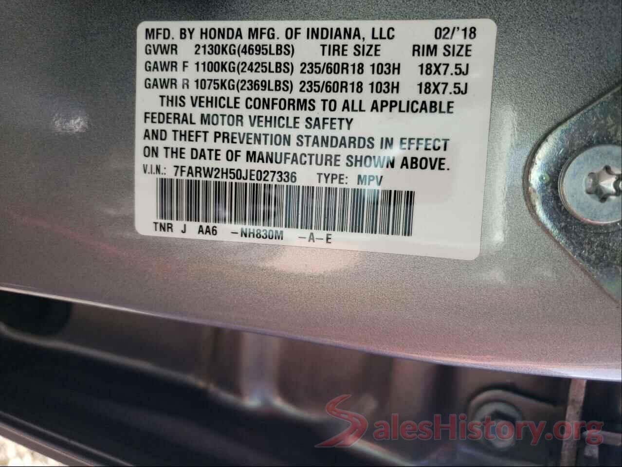 7FARW2H50JE027336 2018 HONDA CRV