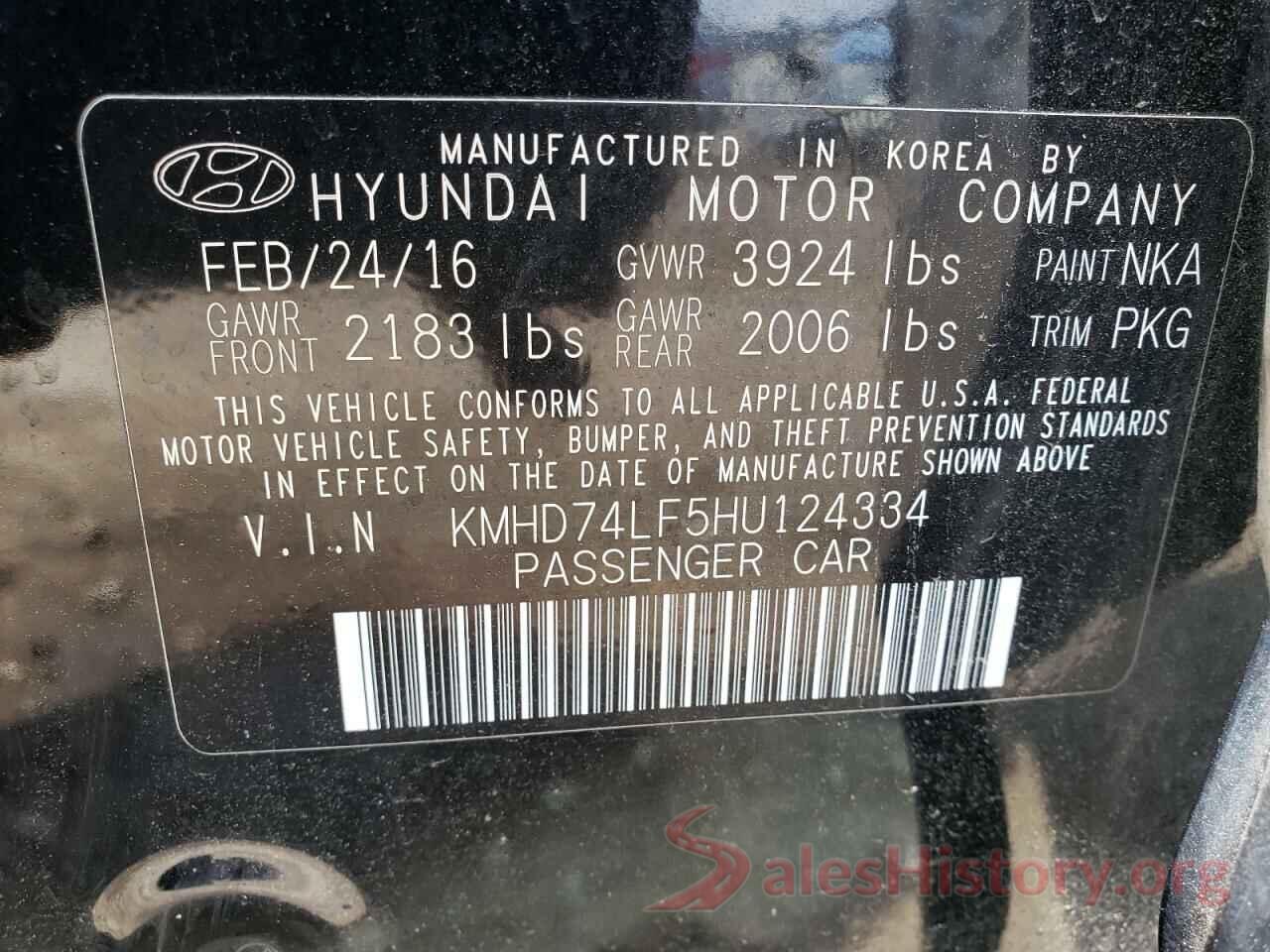 KMHD74LF5HU124334 2017 HYUNDAI ELANTRA