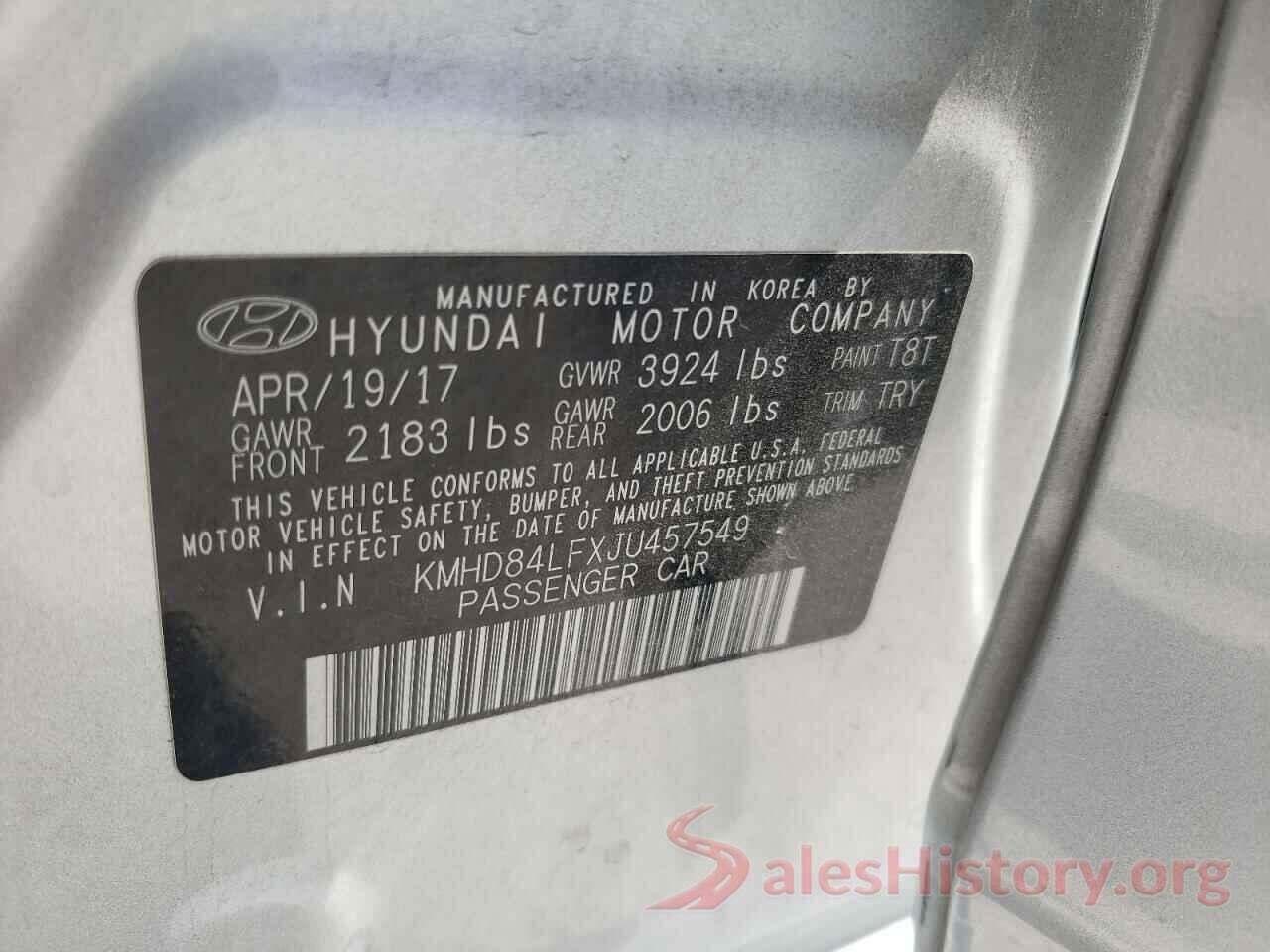 KMHD84LFXJU457549 2018 HYUNDAI ELANTRA