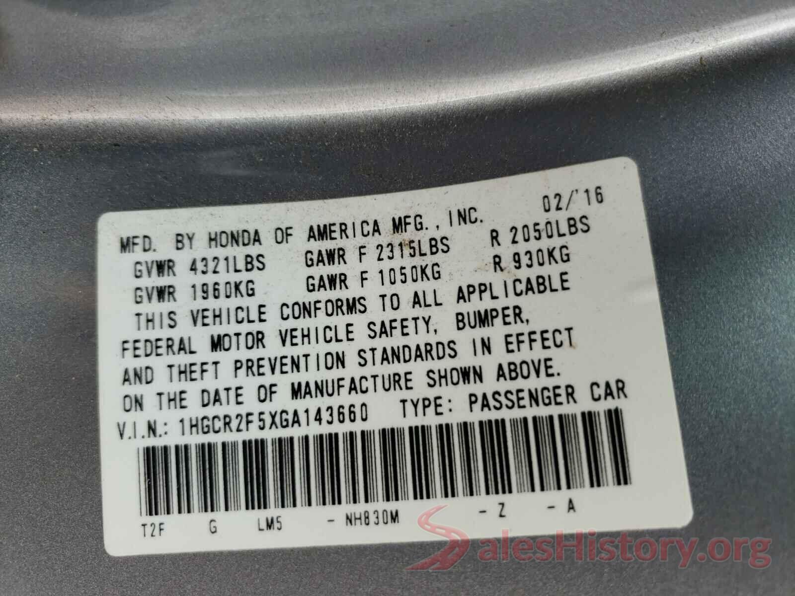 1HGCR2F5XGA143660 2016 HONDA ACCORD