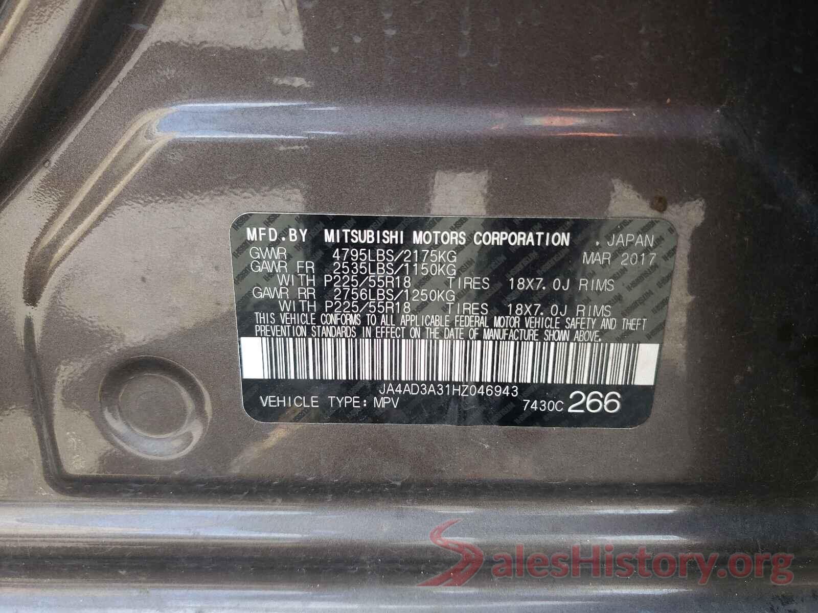 JA4AD3A31HZ046943 2017 MITSUBISHI OUTLANDER