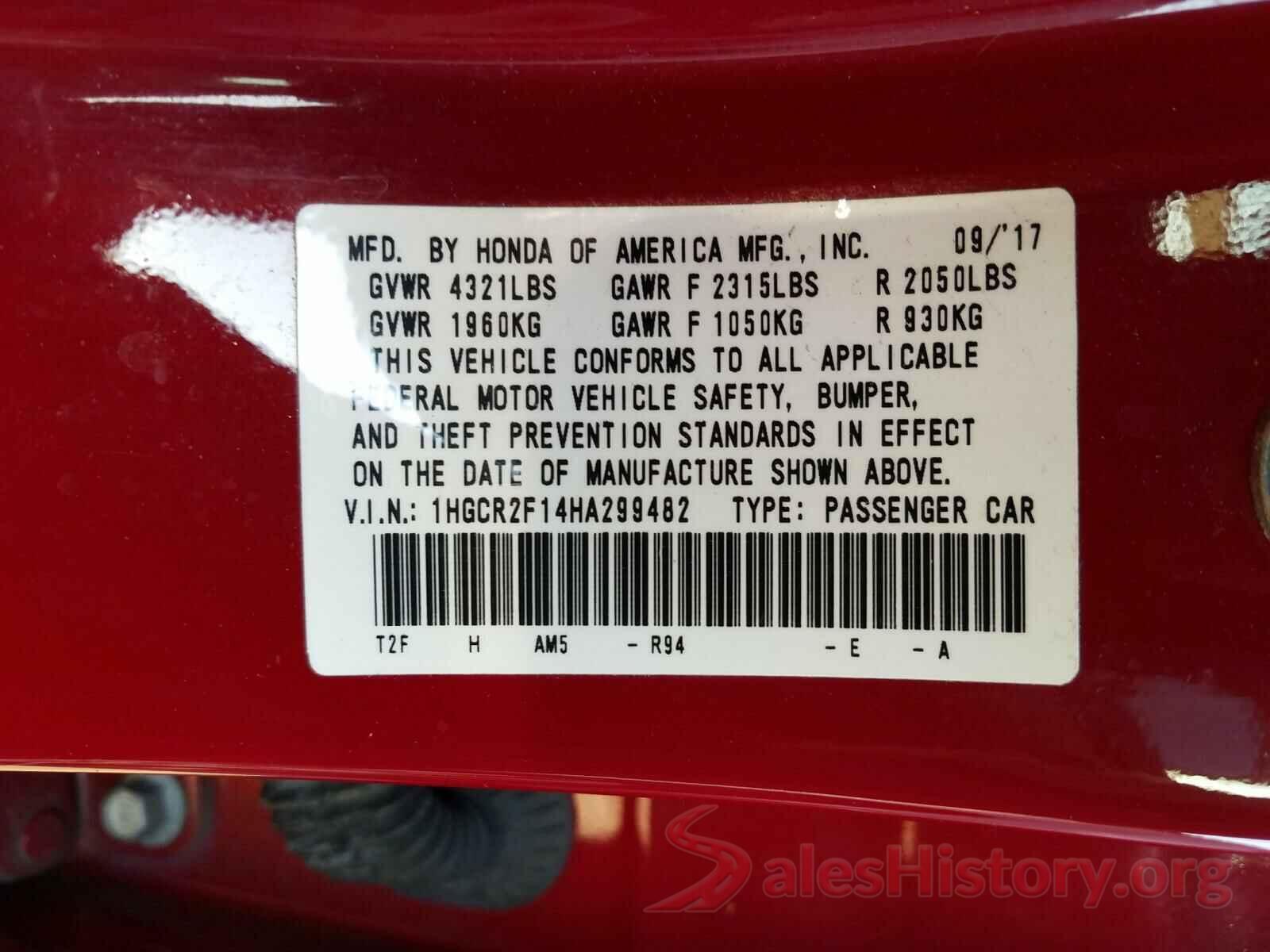 1HGCR2F14HA299482 2017 HONDA ACCORD