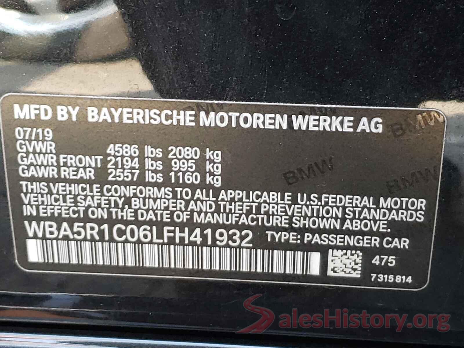 WBA5R1C06LFH41932 2020 BMW 3 SERIES