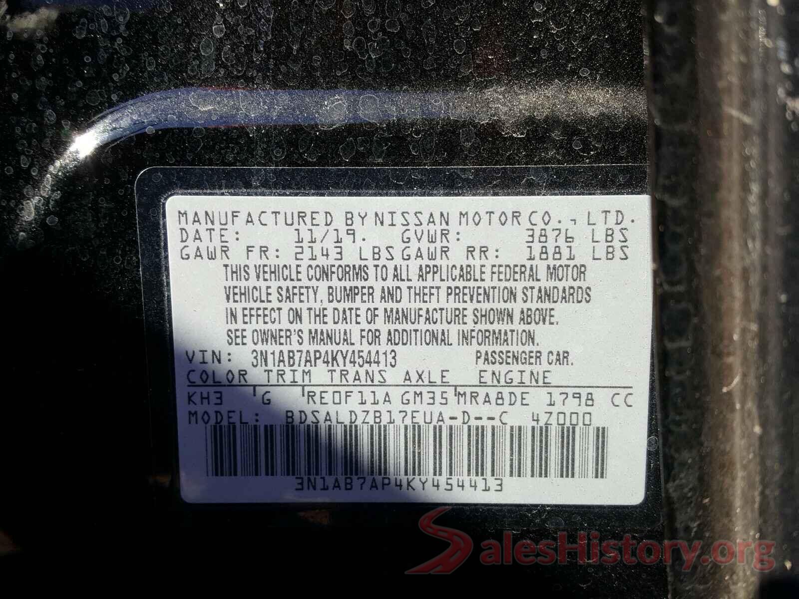 3N1AB7AP4KY454413 2019 NISSAN SENTRA