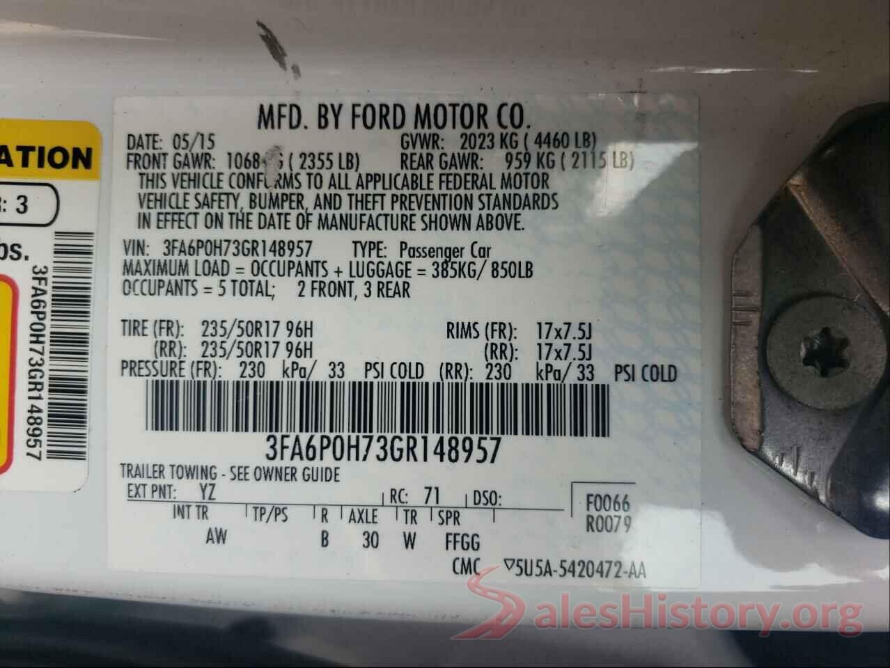 3FA6P0H73GR148957 2016 FORD FUSION